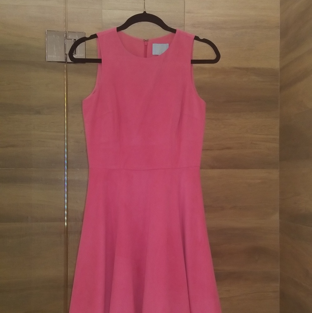 Pink Faux Suede fit and flare dress